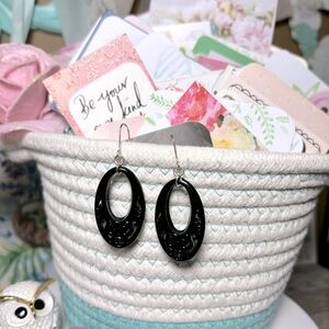 FREE WHEN BUNDLED Women’s Black Dangly Oval Earrings Stocking Stuffer Whimsigoth